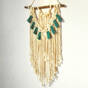 Off white wall hanging with contrast tassels