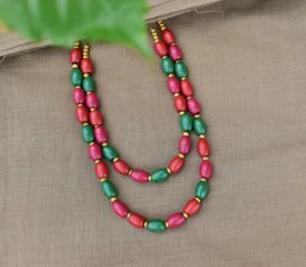 BARREL BEADS DOUBLE LAYERED IN TRADITIONAL COLORS